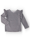 Black & White Stripe L/S Ruffle Tee by Mila & Rose ®