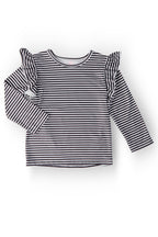 Black & White Stripe L/S Ruffle Tee by Mila & Rose ®