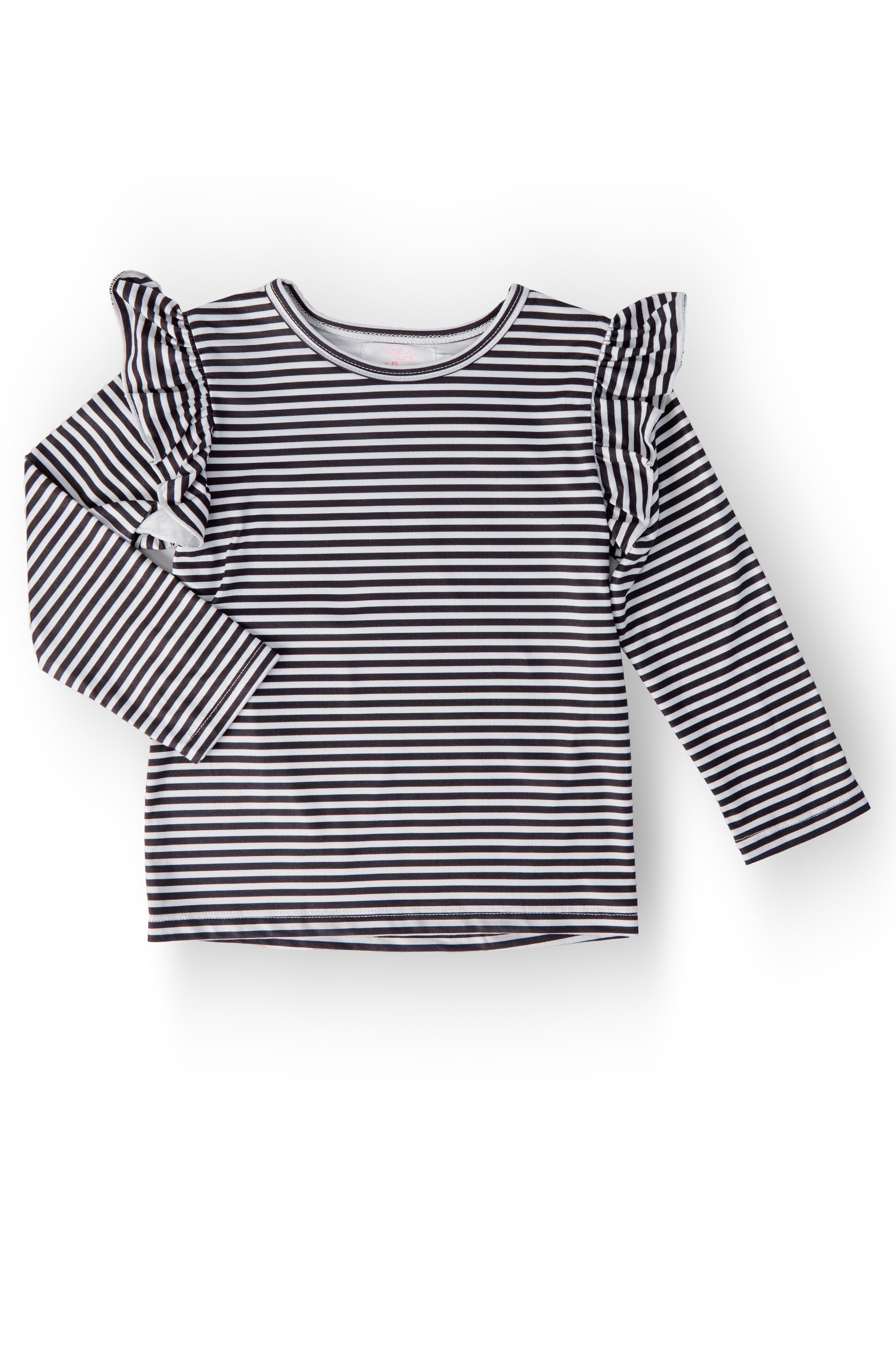 Black & White Stripe L/S Ruffle Tee by Mila & Rose ®
