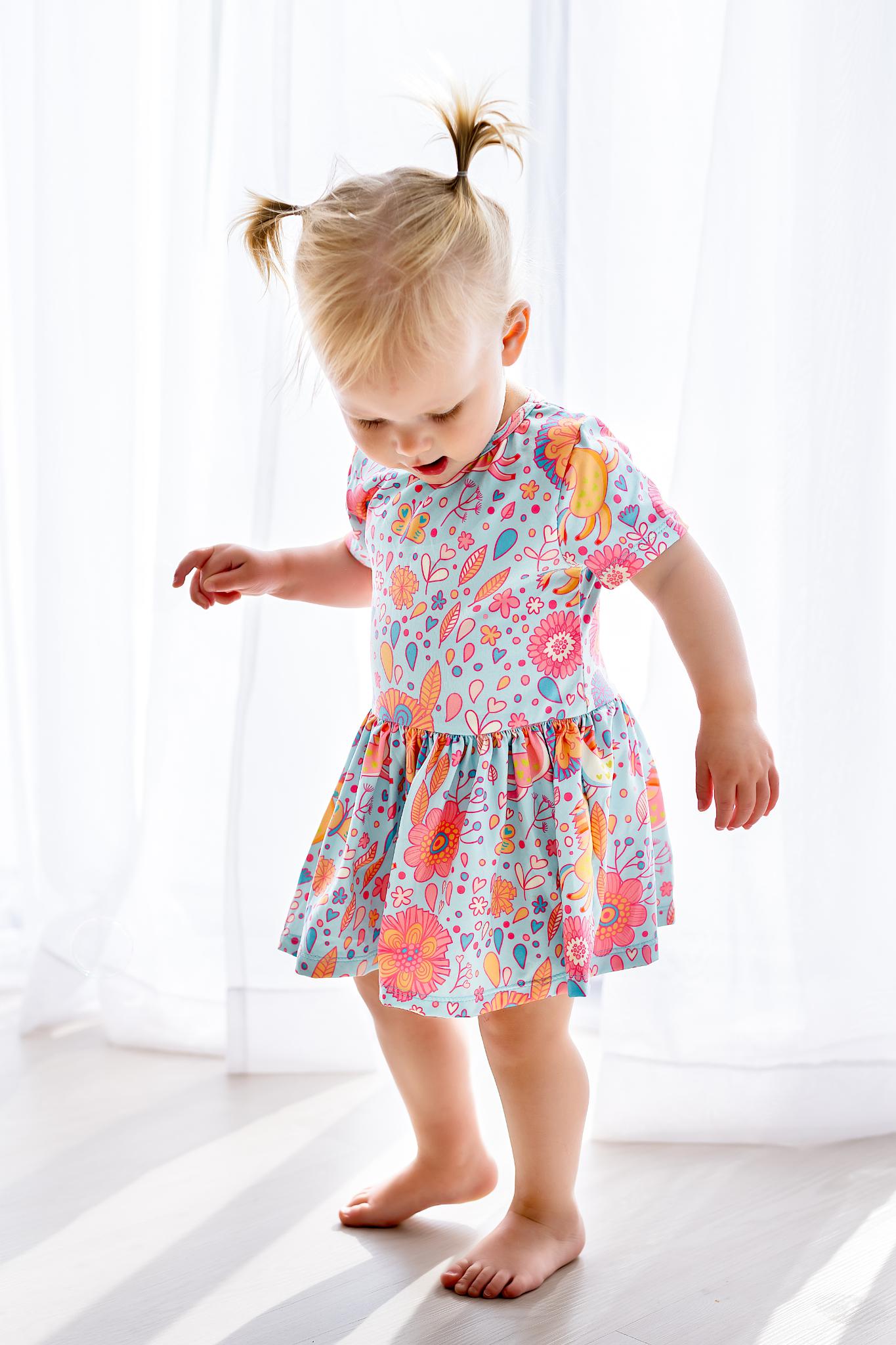 SALE Blue Retro Unicorns S/S Twirl Bodysuit by Mila & Rose ®