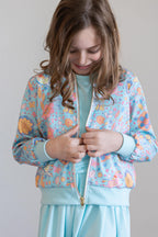 SALE Blue Retro Unicorns Satin Jacket by Mila & Rose ®