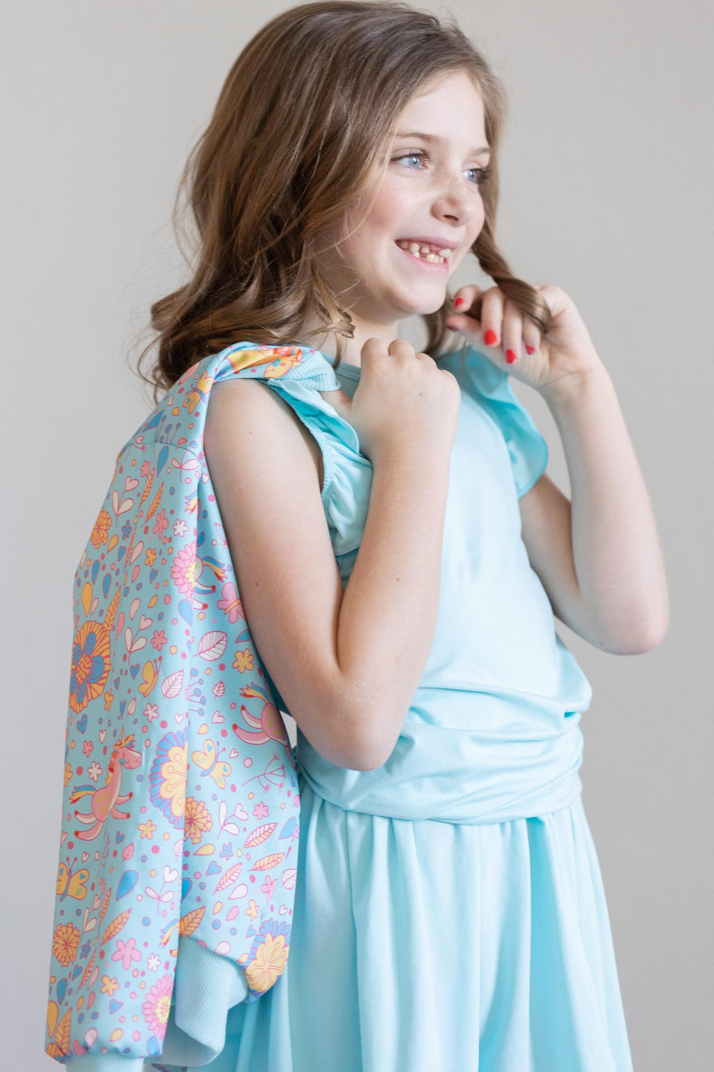 SALE Blue Retro Unicorns Satin Jacket by Mila & Rose ®