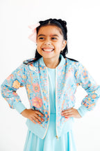 SALE Blue Retro Unicorns Satin Jacket by Mila & Rose ®