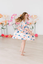 Blush Peony 3/4 Sleeve Pocket Twirl Dress by Mila & Rose ®