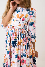 Blush Peony 3/4 Sleeve Pocket Twirl Dress by Mila & Rose ®