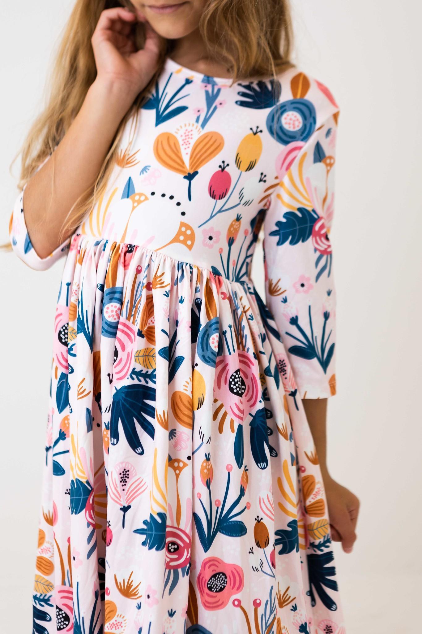 Blush Peony 3/4 Sleeve Pocket Twirl Dress by Mila & Rose ®