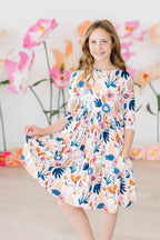 Blush Peony 3/4 Sleeve Pocket Twirl Dress by Mila & Rose ®
