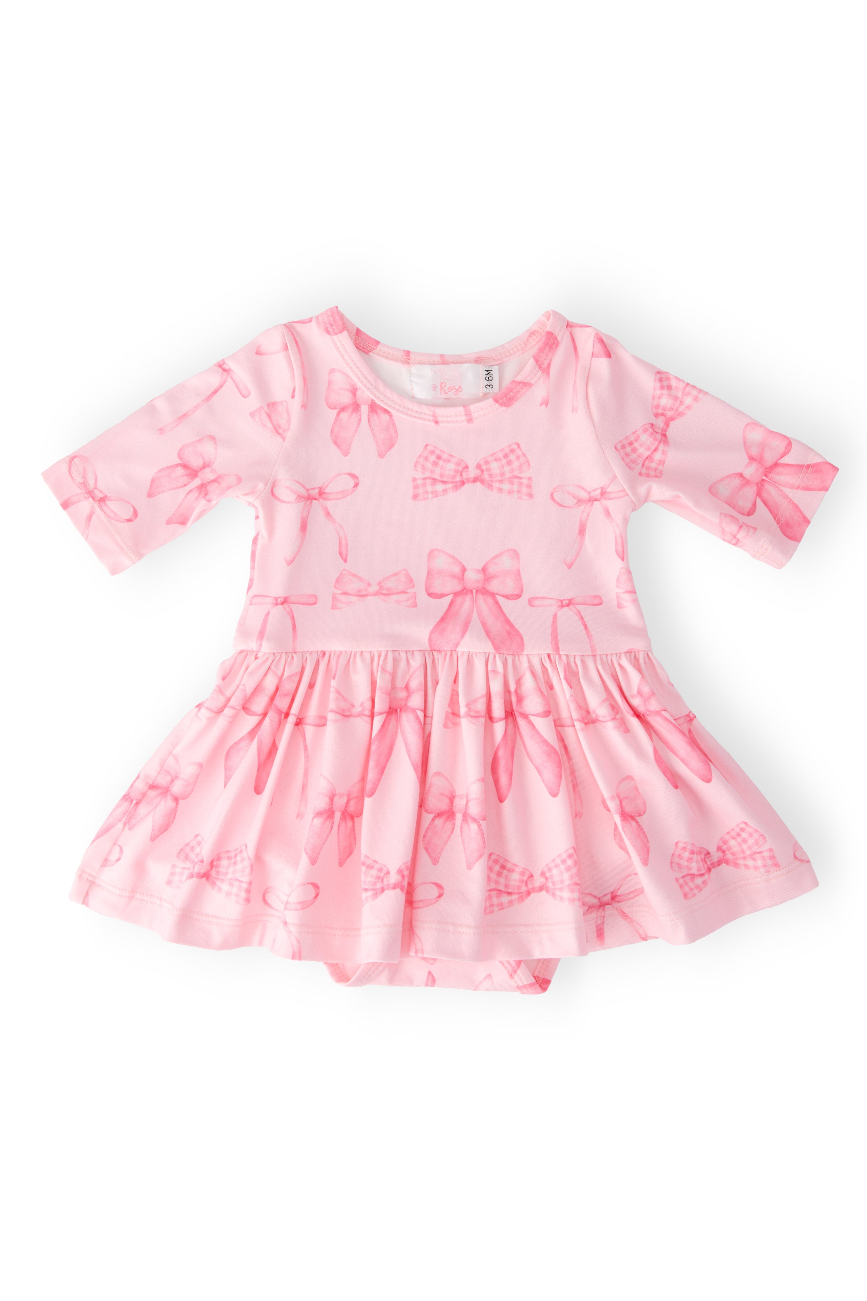 Blushing Bows 3/4 Sleeve Twirl Bodysuit by Mila & Rose ®