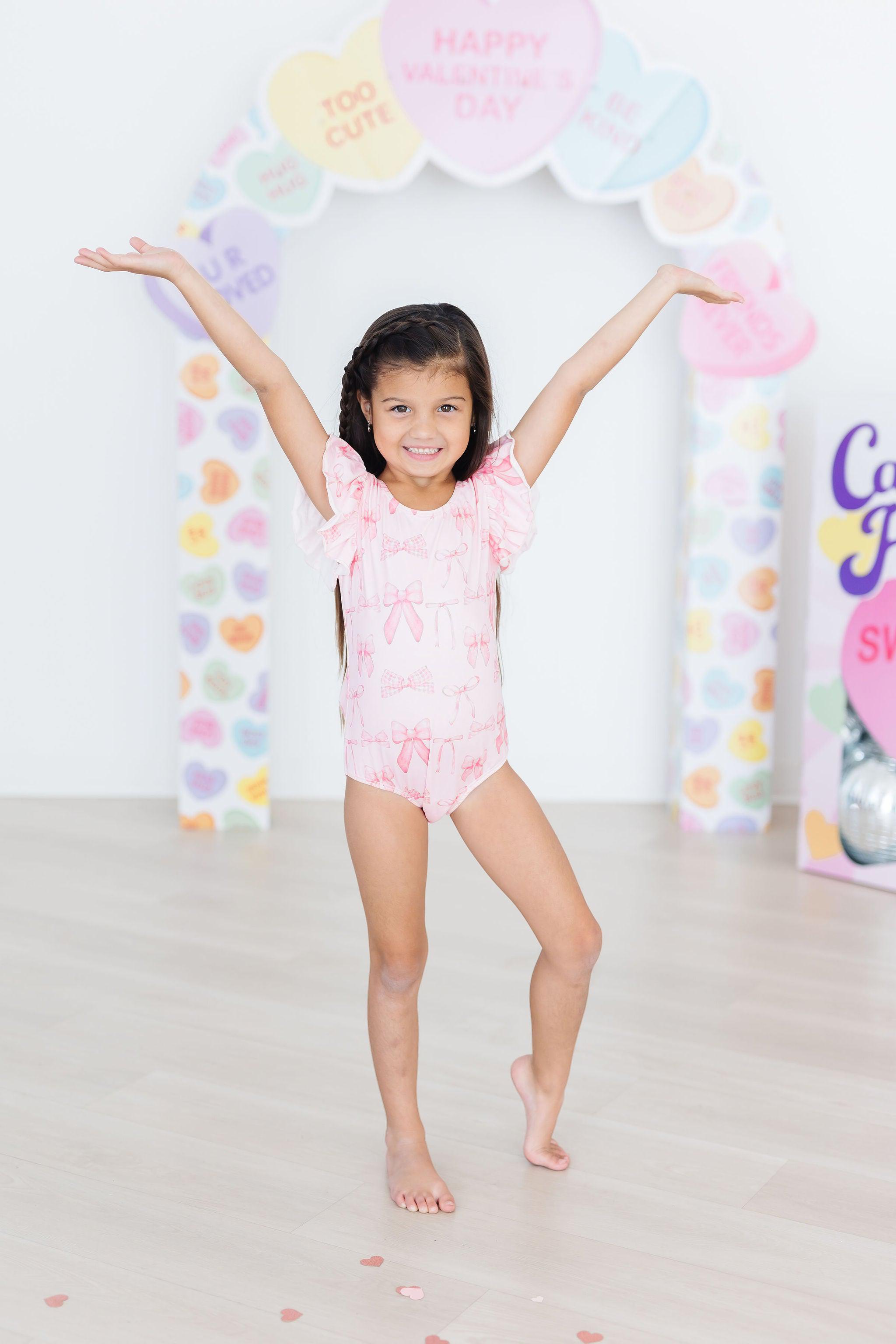 Blushing Bows S/S Flutter Sleeve Leotard by Mila & Rose ®