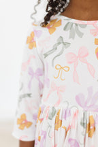 Boho Bows 3/4 Sleeve Pocket Twirl Dress by Mila & Rose ®