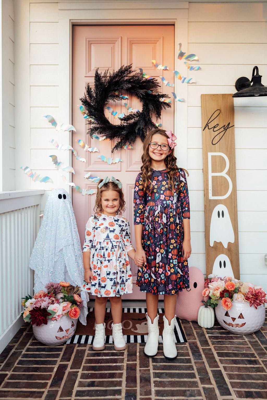 Boo Crew 3/4 Sleeve Pocket Twirl Dress by Mila & Rose ®