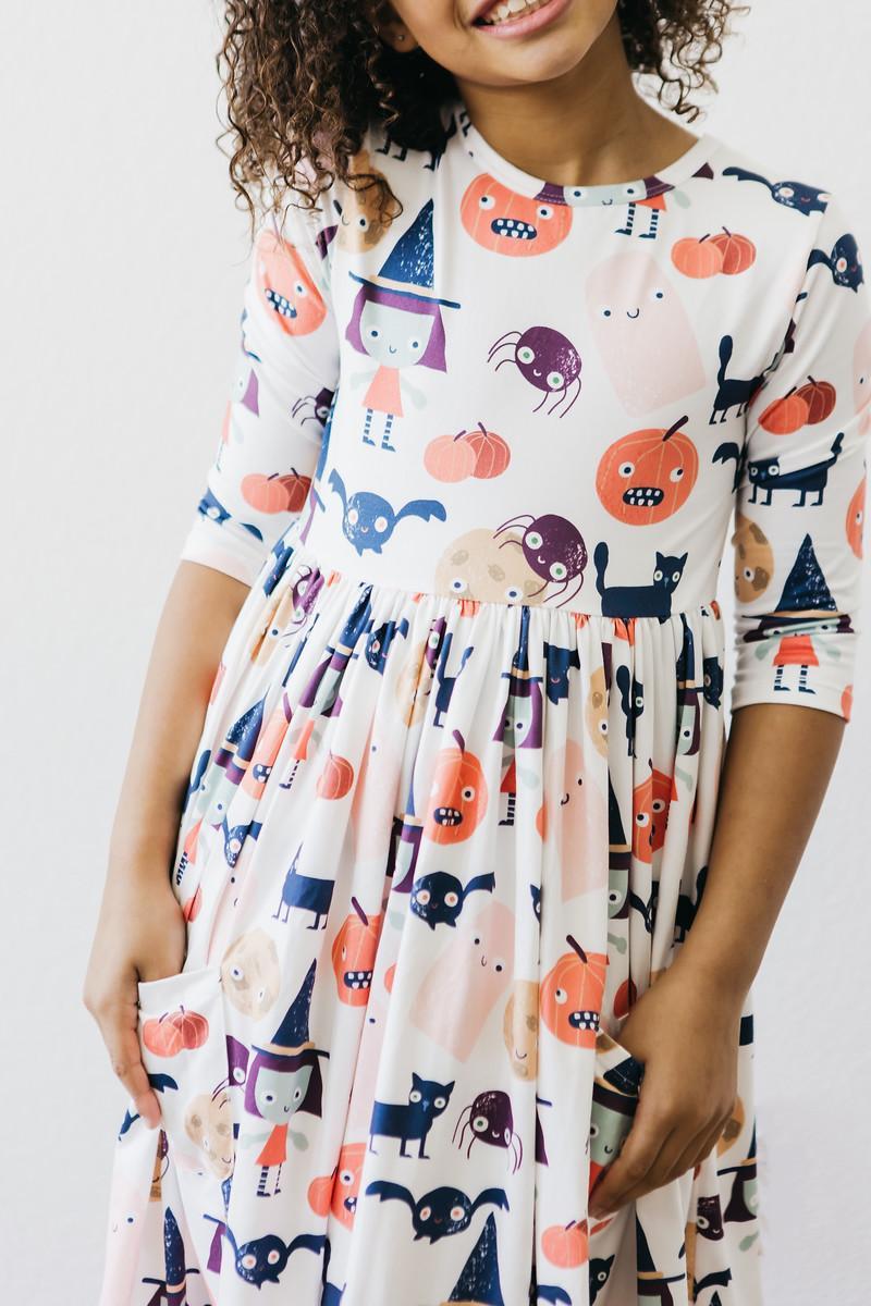 Boo Crew 3/4 Sleeve Pocket Twirl Dress by Mila & Rose ®