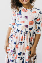 Boo Crew 3/4 Sleeve Pocket Twirl Dress by Mila & Rose ®