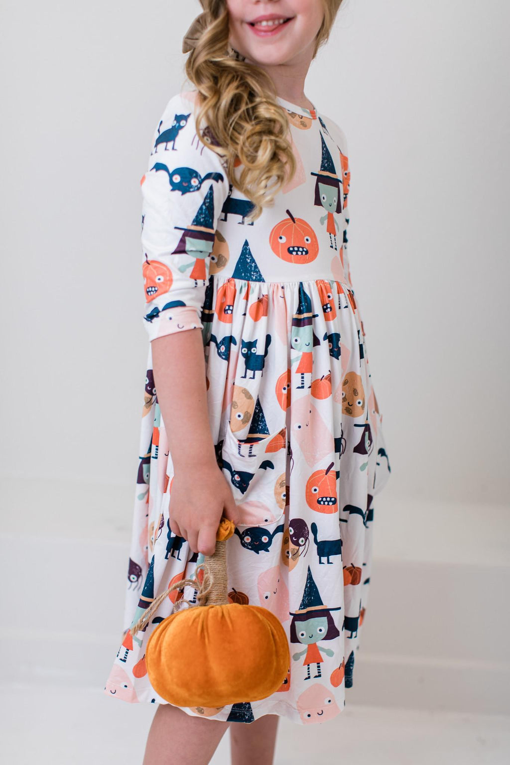 Boo Crew 3/4 Sleeve Pocket Twirl Dress by Mila & Rose ®