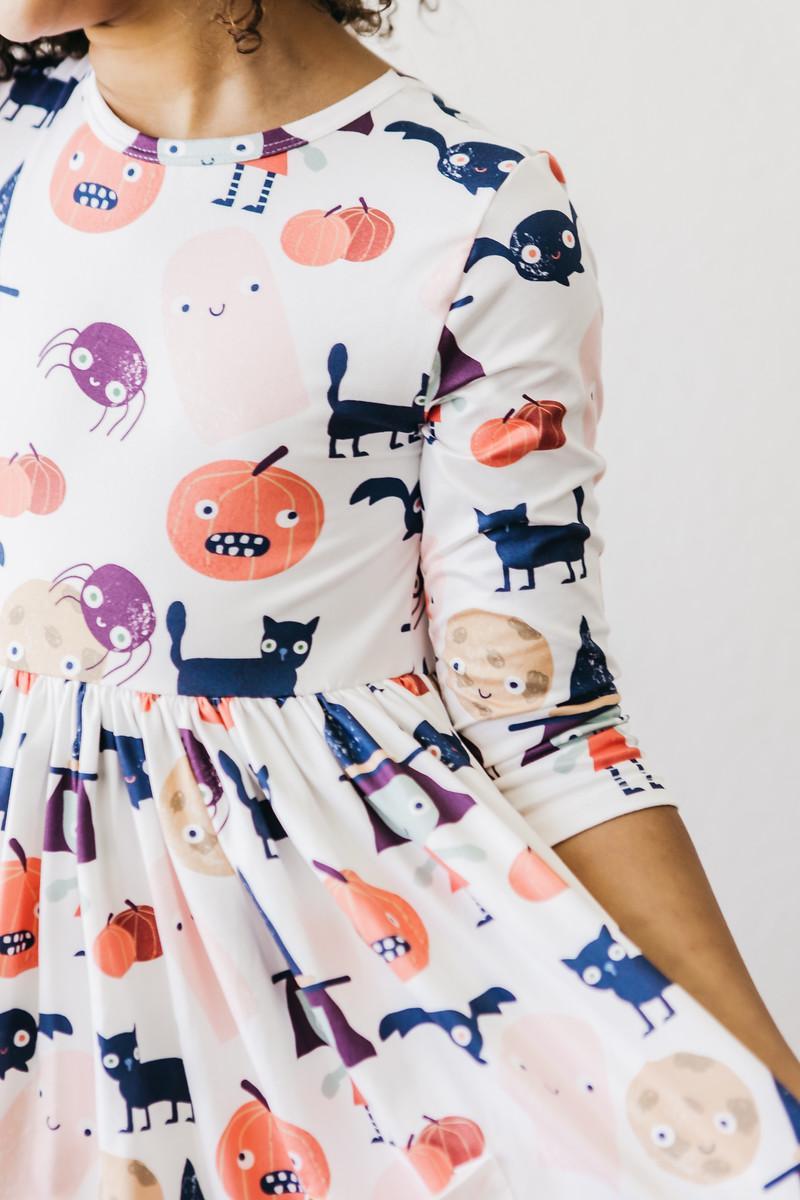 Boo Crew 3/4 Sleeve Pocket Twirl Dress by Mila & Rose ®