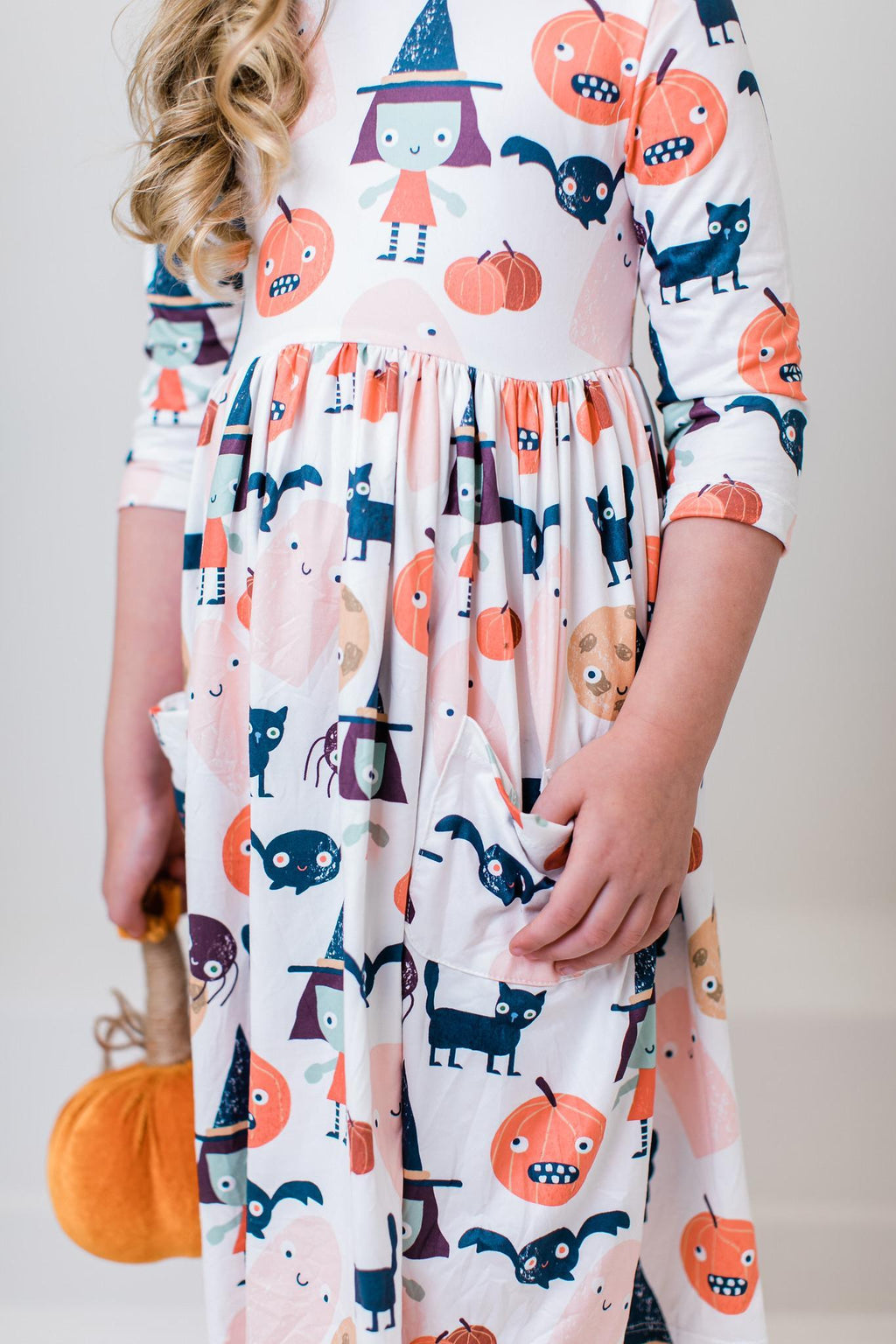 Boo Crew 3/4 Sleeve Pocket Twirl Dress by Mila & Rose ®