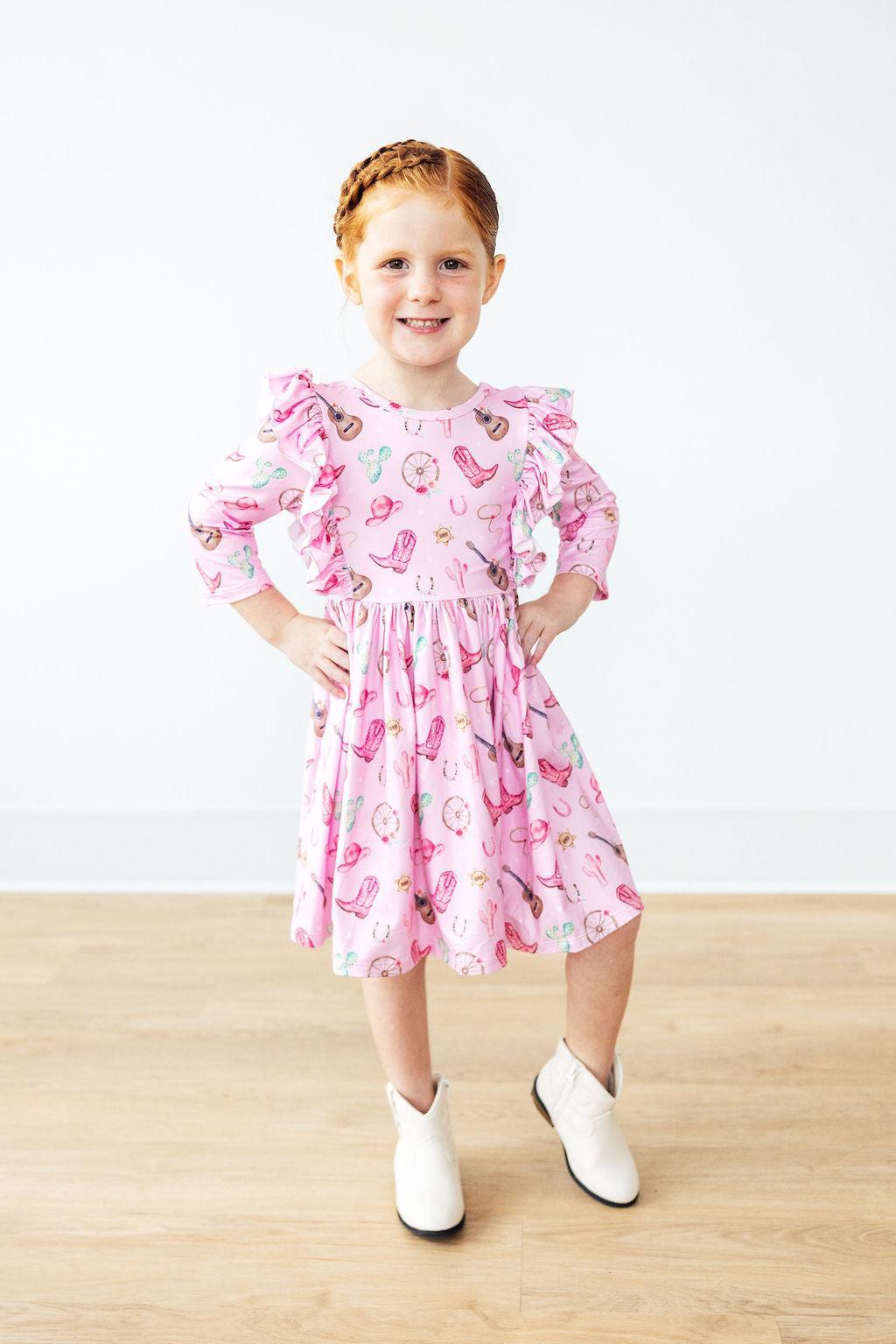 Boot Scootin' 3/4 Sleeve Ruffle Twirl Dress by Mila & Rose ®