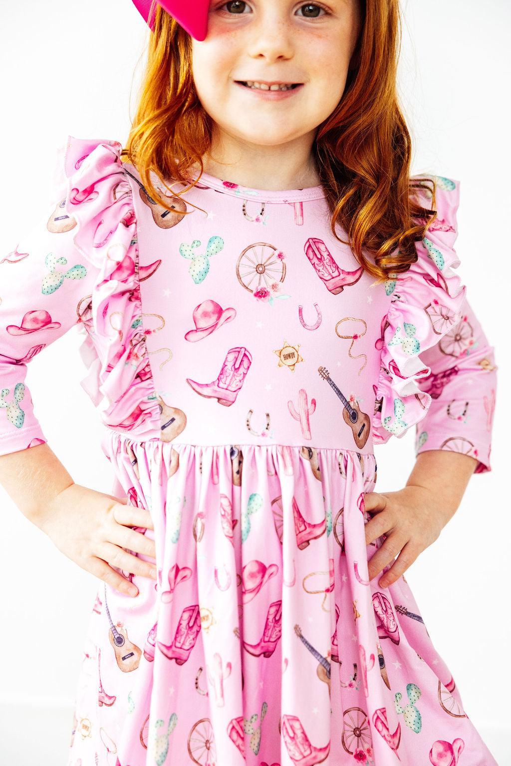 Boot Scootin' 3/4 Sleeve Ruffle Twirl Dress by Mila & Rose ®