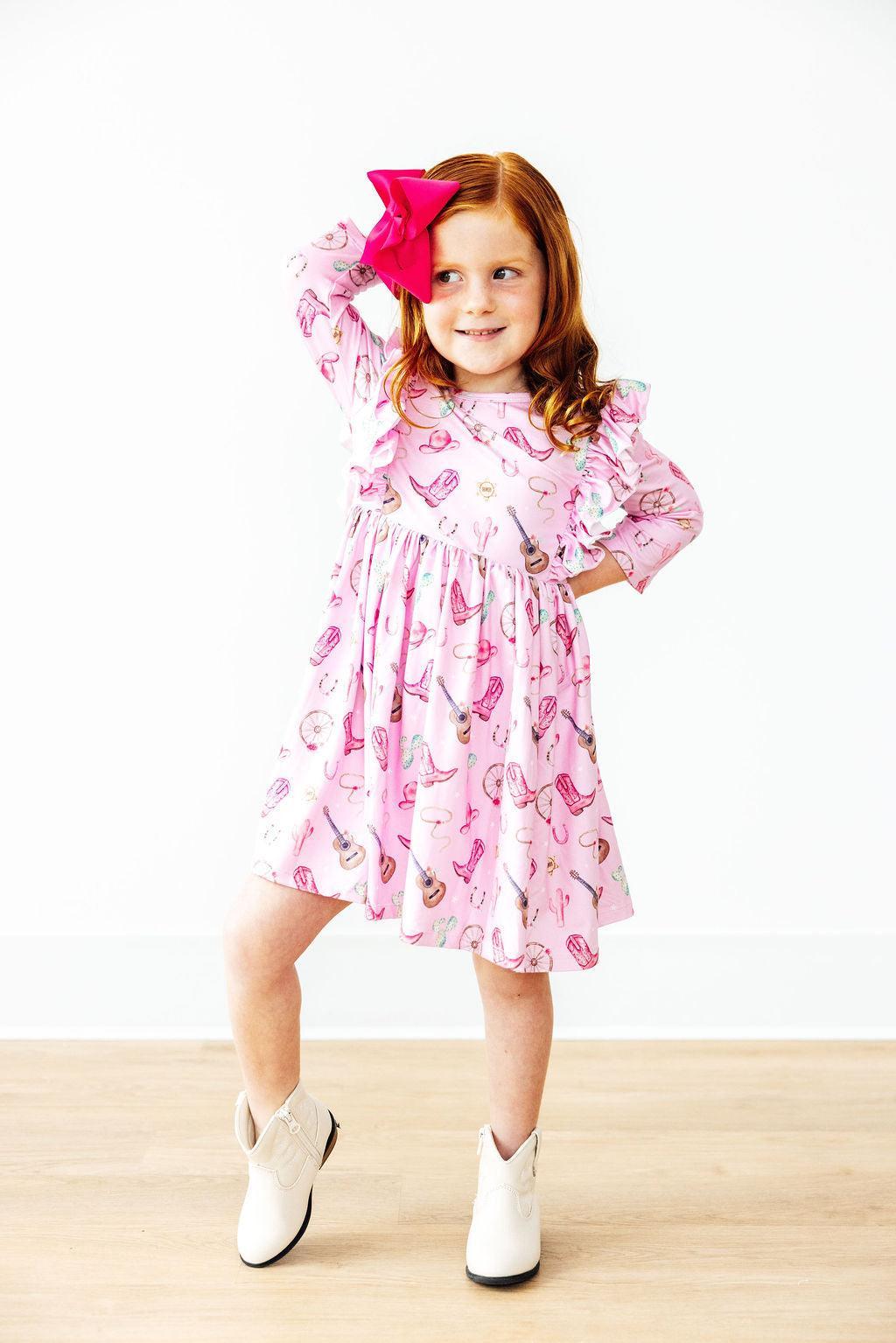 Boot Scootin' 3/4 Sleeve Ruffle Twirl Dress by Mila & Rose ®