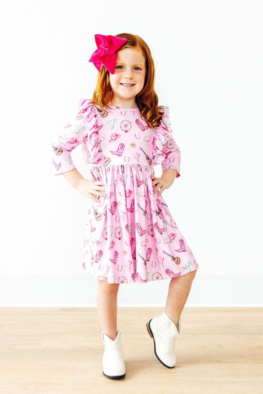 Boot Scootin' 3/4 Sleeve Ruffle Twirl Dress by Mila & Rose ®