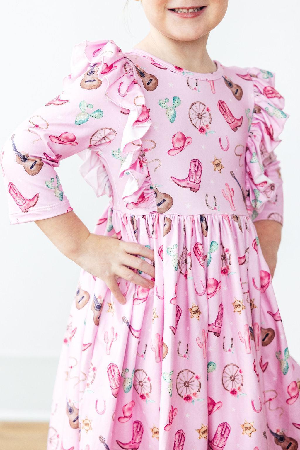 Boot Scootin' 3/4 Sleeve Ruffle Twirl Dress by Mila & Rose ®