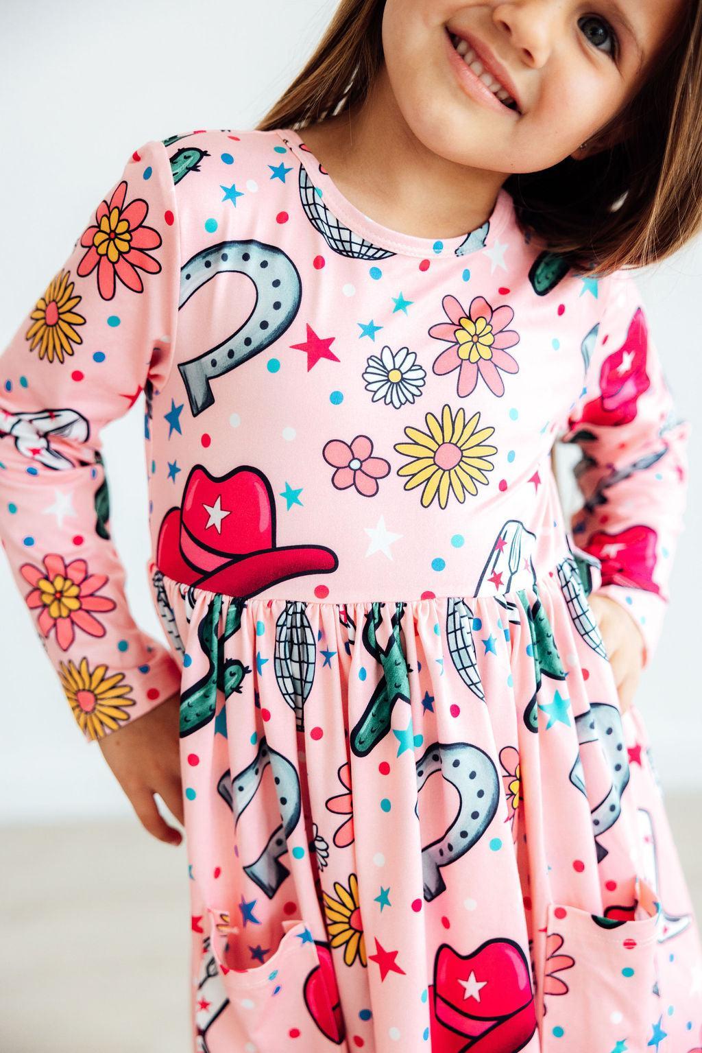 Boots & Bling L/S Pocket Twirl Dress by Mila & Rose ®