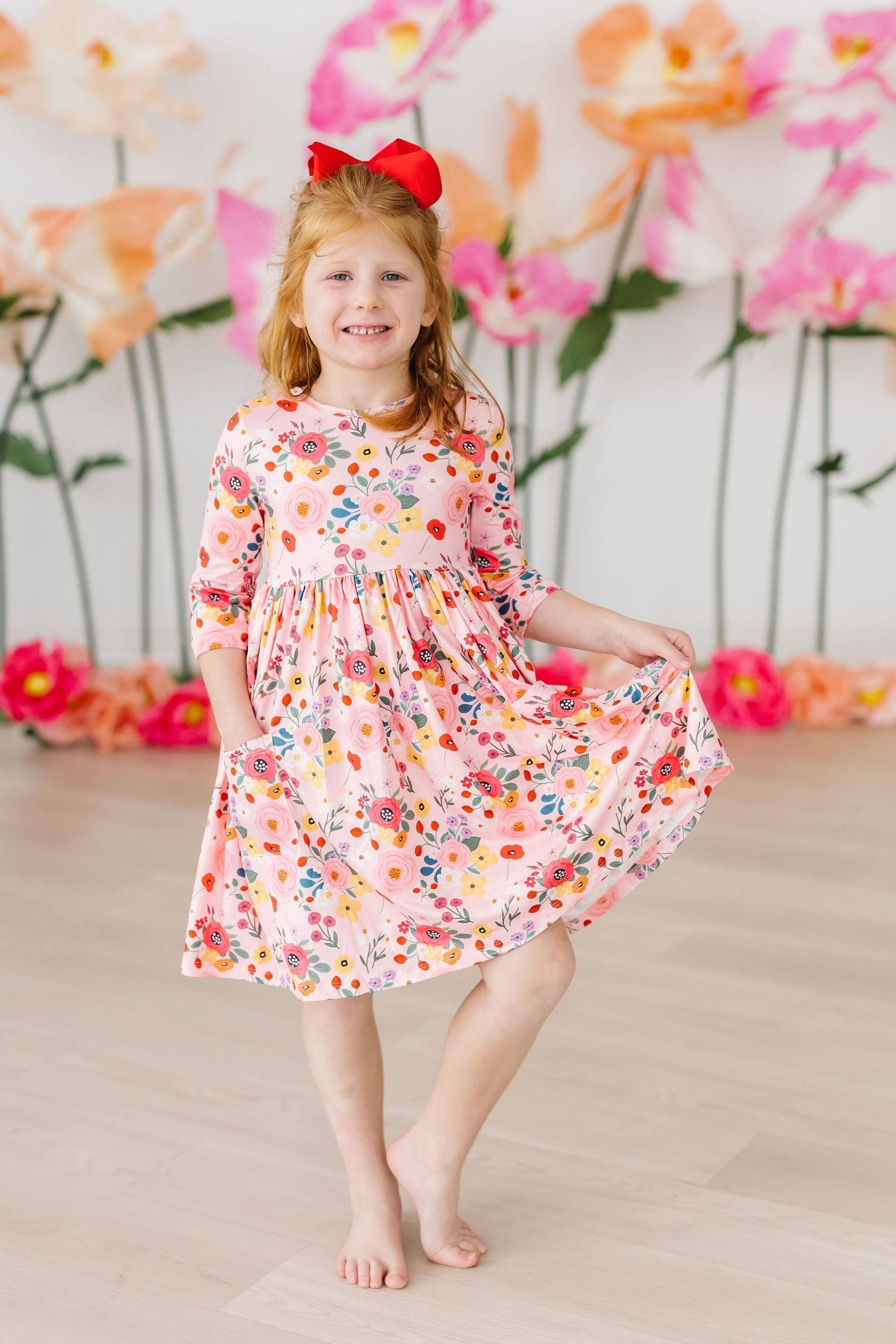 SALE Bouquet Beauty 3/4 Sleeve Pocket Twirl Dress by Mila & Rose ®