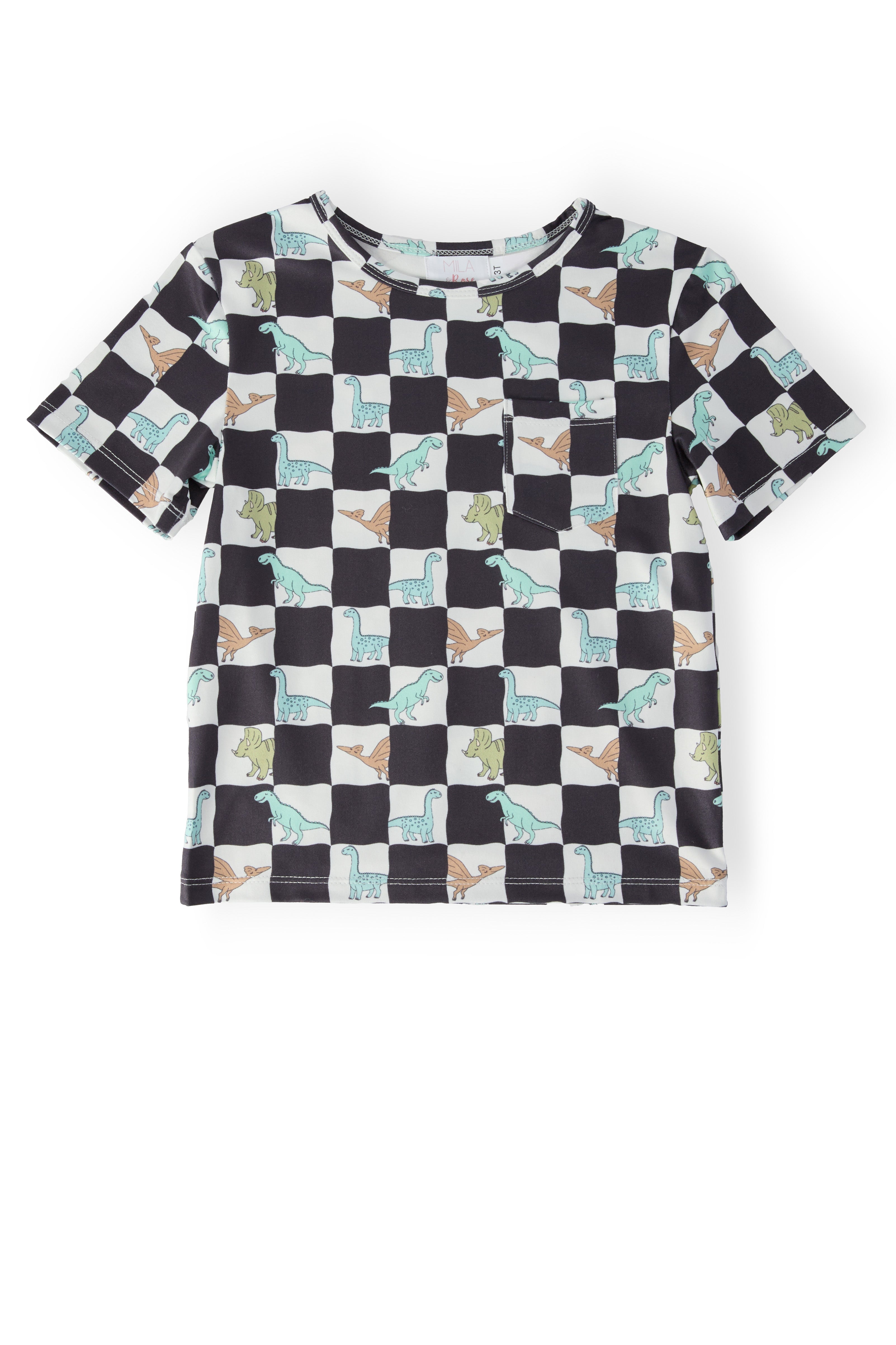 Boys Dino Checkers S/S Pocket Tee by Mila & Rose ®