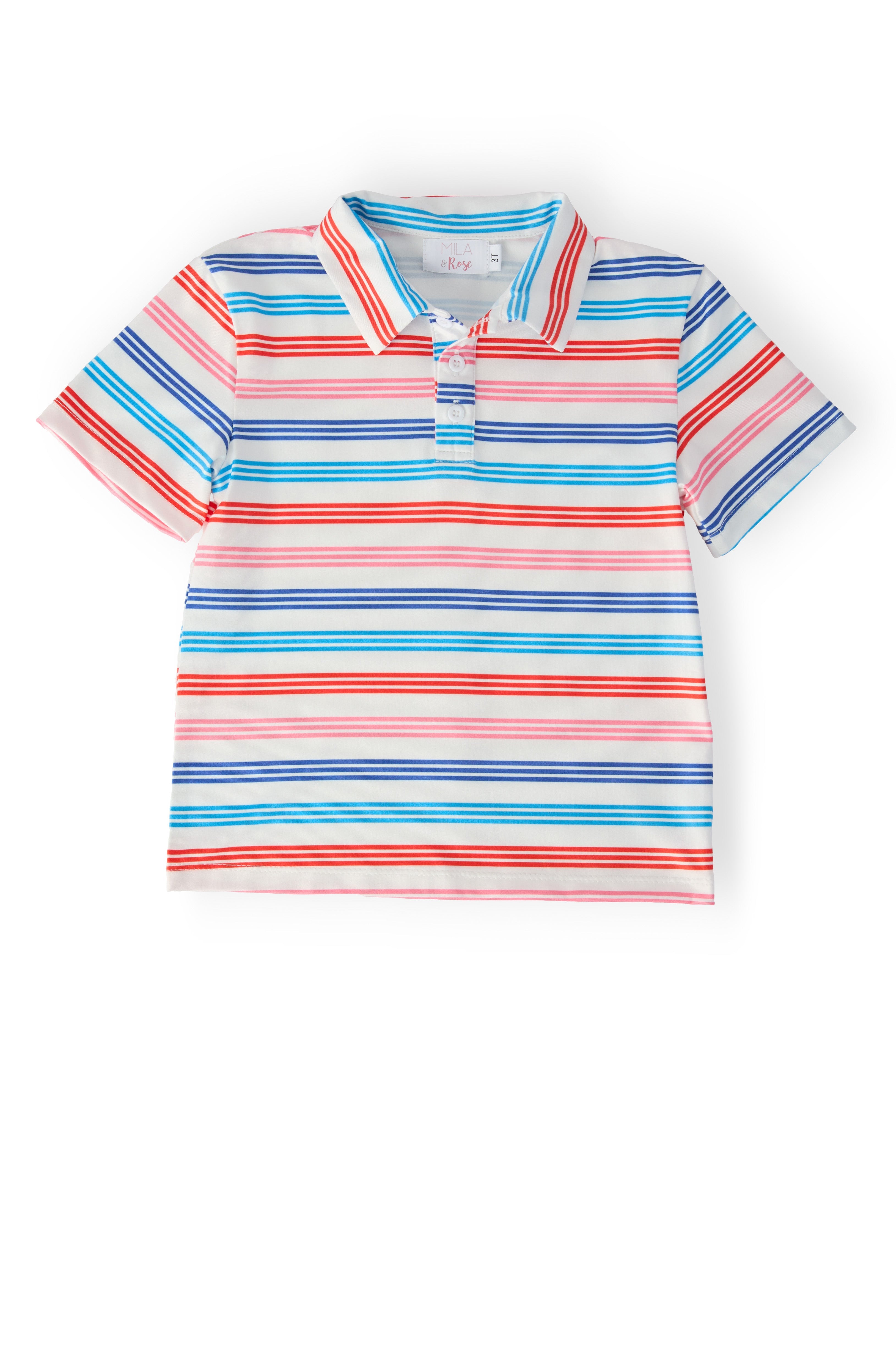Boys Red, White & Stripe S/S Polo by Mila & Rose ®