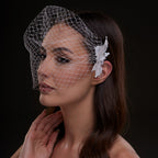 Bridal Birdcage Veil with Pearl & Leaf Side Comb by Bridal Port