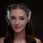Bridal Birdcage Veil with Pearl & Leaf Side Comb by Bridal Port