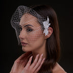 Bridal Birdcage Veil with Pearl & Leaf Side Comb by Bridal Port