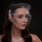 Bridal Birdcage Veil with Pearl & Leaf Side Comb by Bridal Port