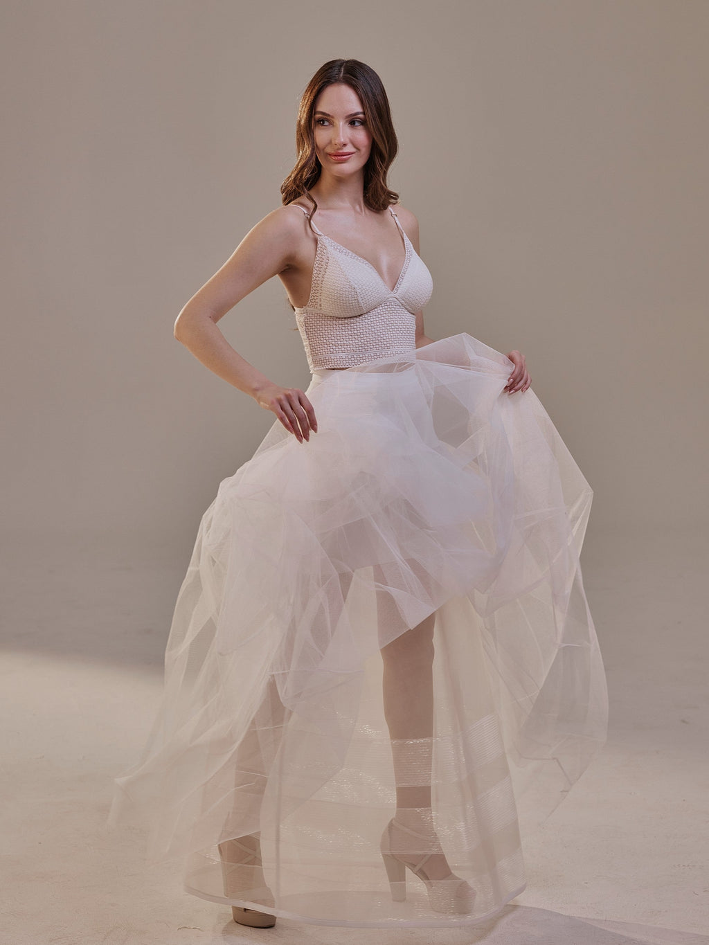 Bridal Petticoat with Corsage and Hard Net Tulle Underskirt ,Wedding Crinoline with Petticoat Netting Fabric by Bridal Port
