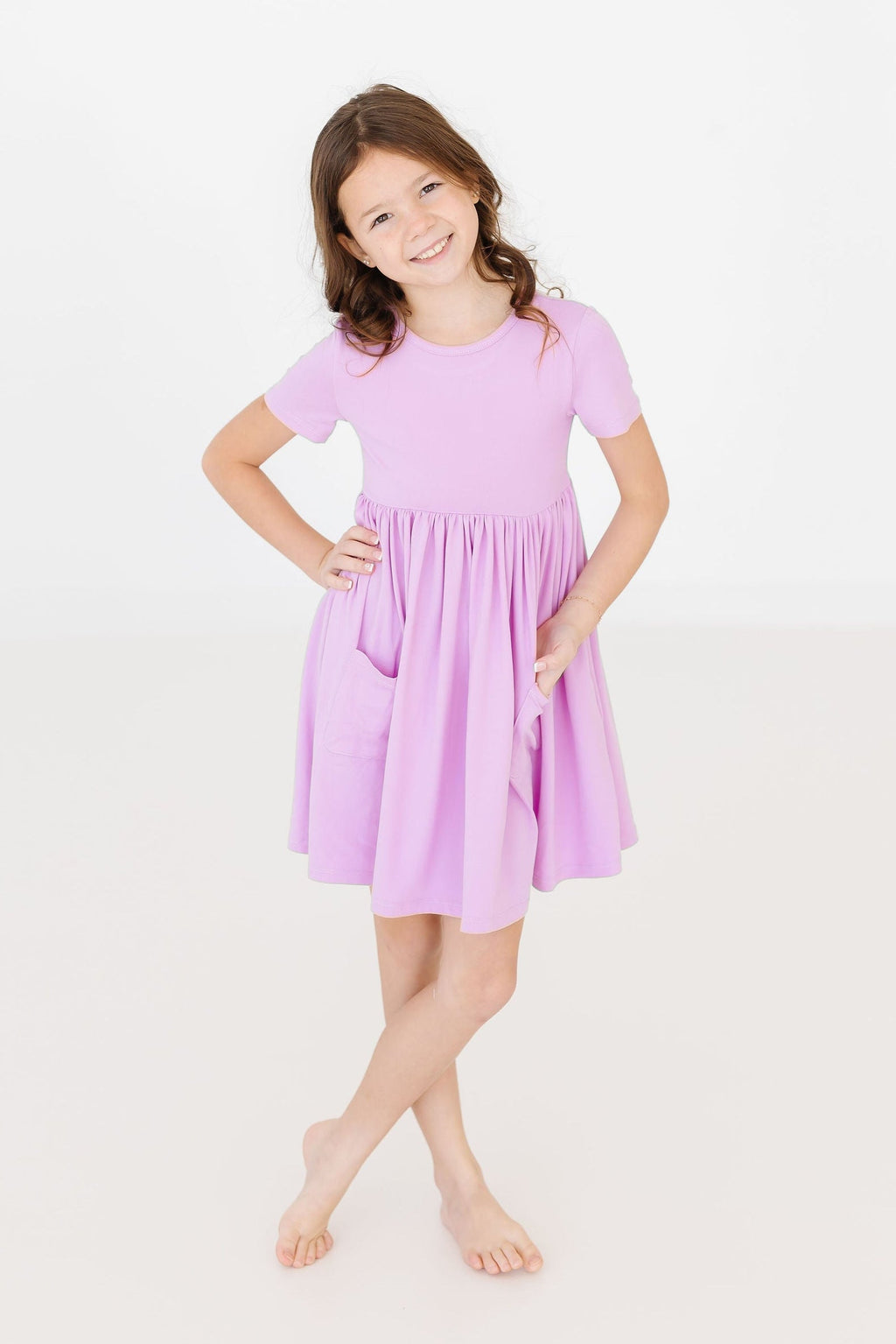 Bright Lilac S/S Pocket Twirl Dress by Mila & Rose ®
