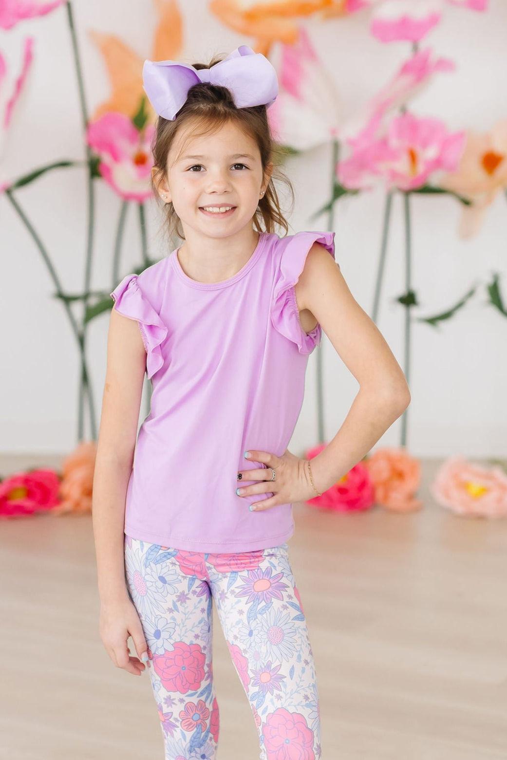 Bright Lilac S/S Ruffle Tee by Mila & Rose ®