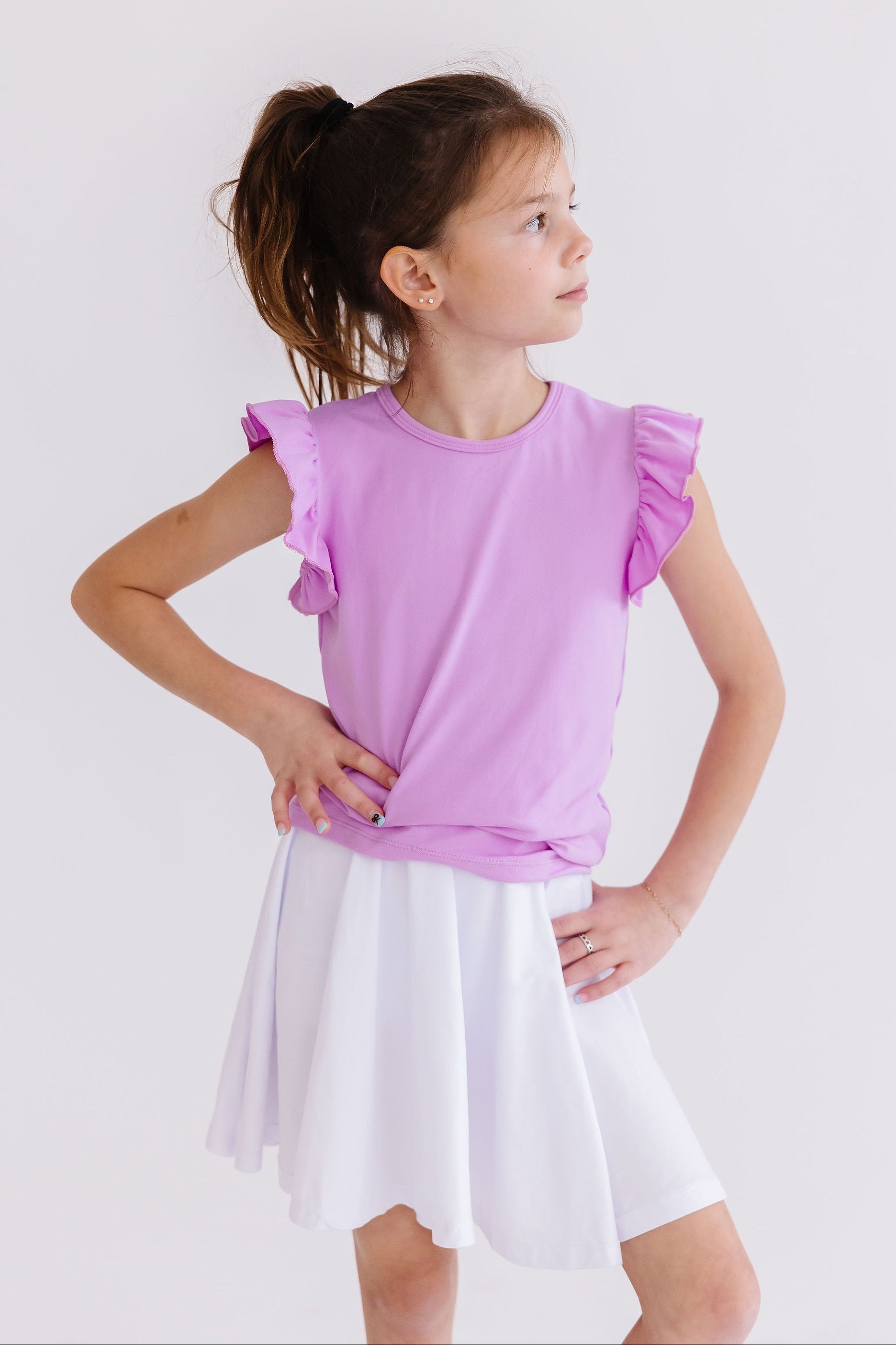 Bright Lilac S/S Ruffle Tee by Mila & Rose ®