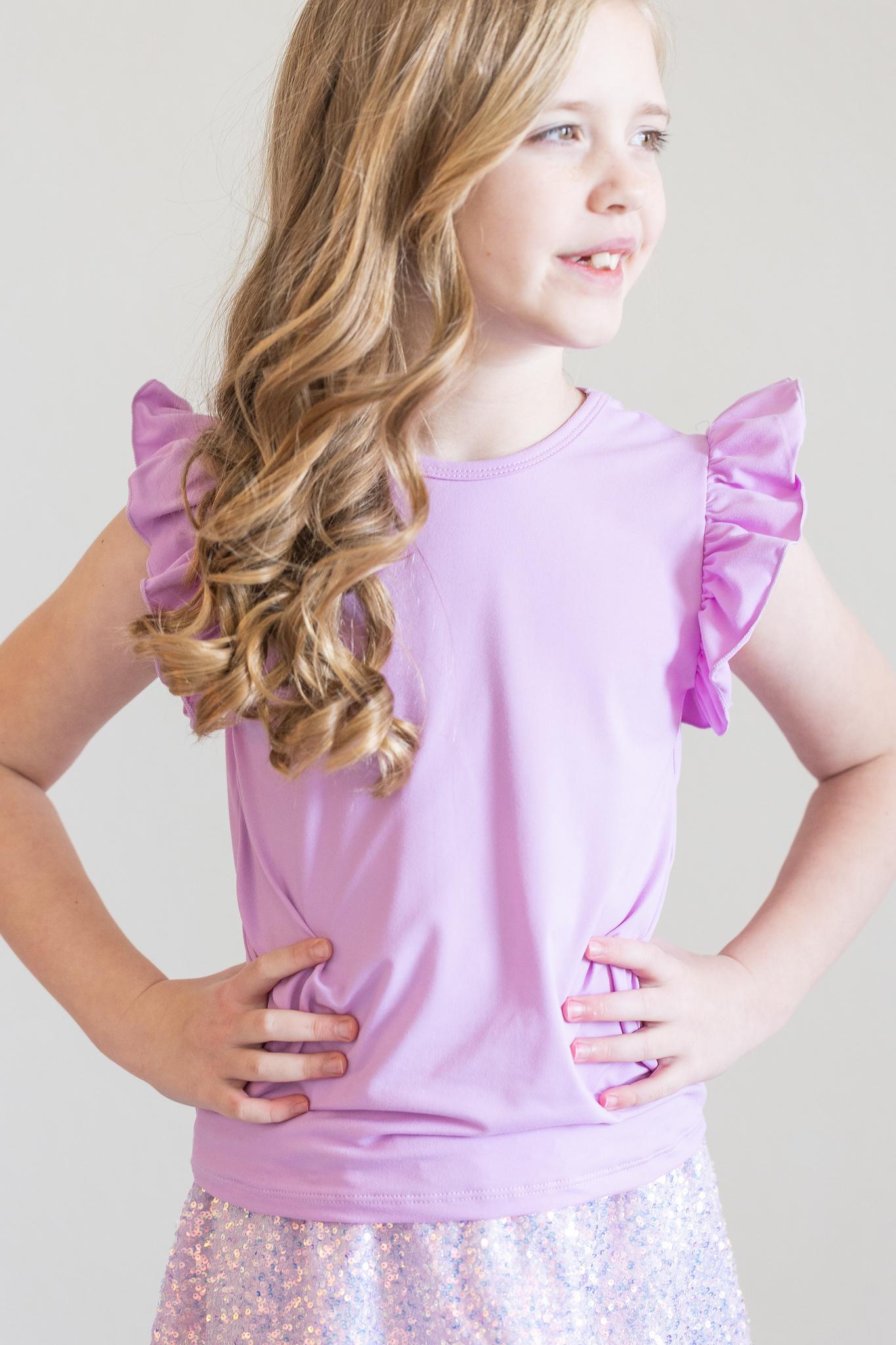 Bright Lilac S/S Ruffle Tee by Mila & Rose ®