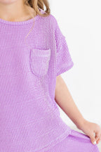 Bright Lilac Scrunchy Pocket Tee by Mila & Rose ®