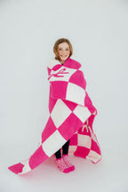 Bright Pink Checker Bow Cozy Blanket by Mila & Rose ®