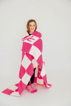 Bright Pink Checker Bow Cozy Blanket by Mila & Rose ®