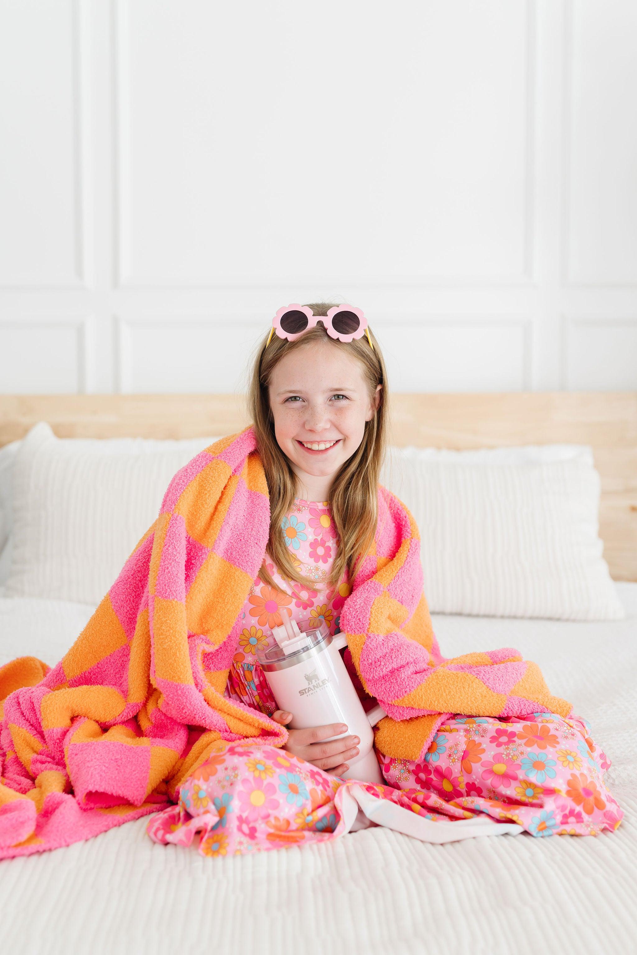 Bright Pink/Orange Checker Cozy Blanket by Mila & Rose ®