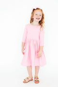 Bubblegum Pink 3/4 Sleeve Pocket Twirl Dress by Mila & Rose ®