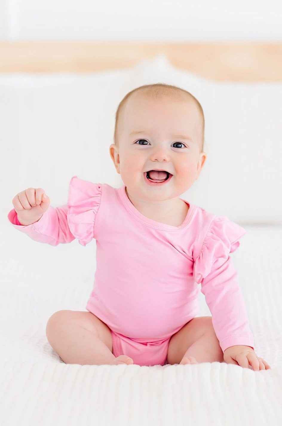 Bubblegum Pink L/S Flutter Bodysuit by Mila & Rose ®