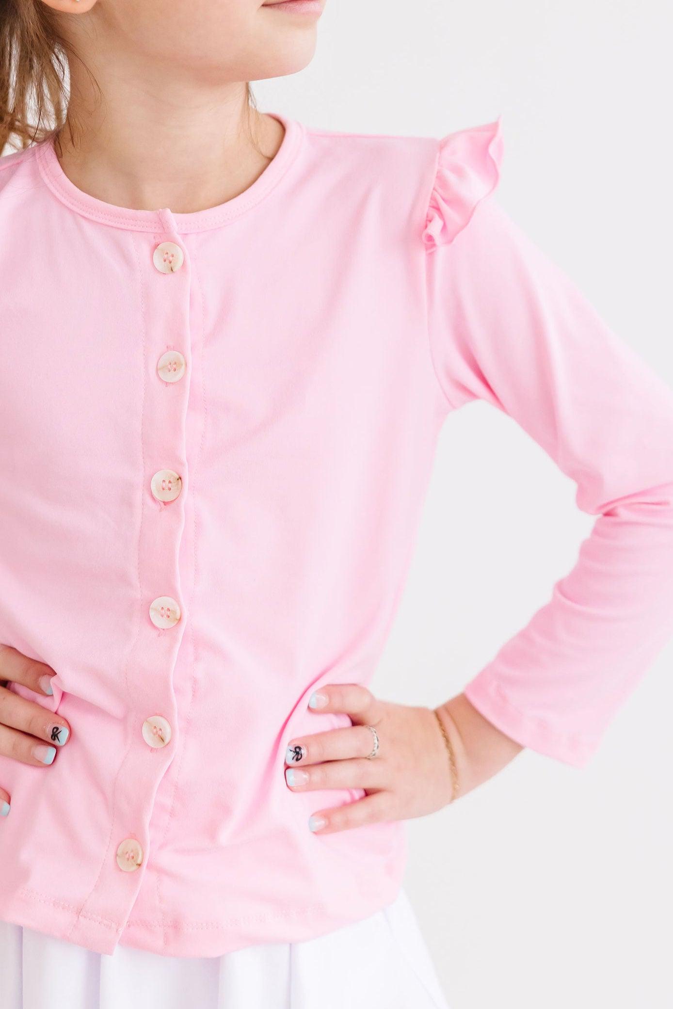 Bubblegum Pink Ruffle Cardigan by Mila & Rose ®
