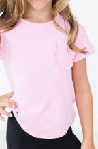 Bubblegum Pink Ruffle Pocket Tee by Mila & Rose ®