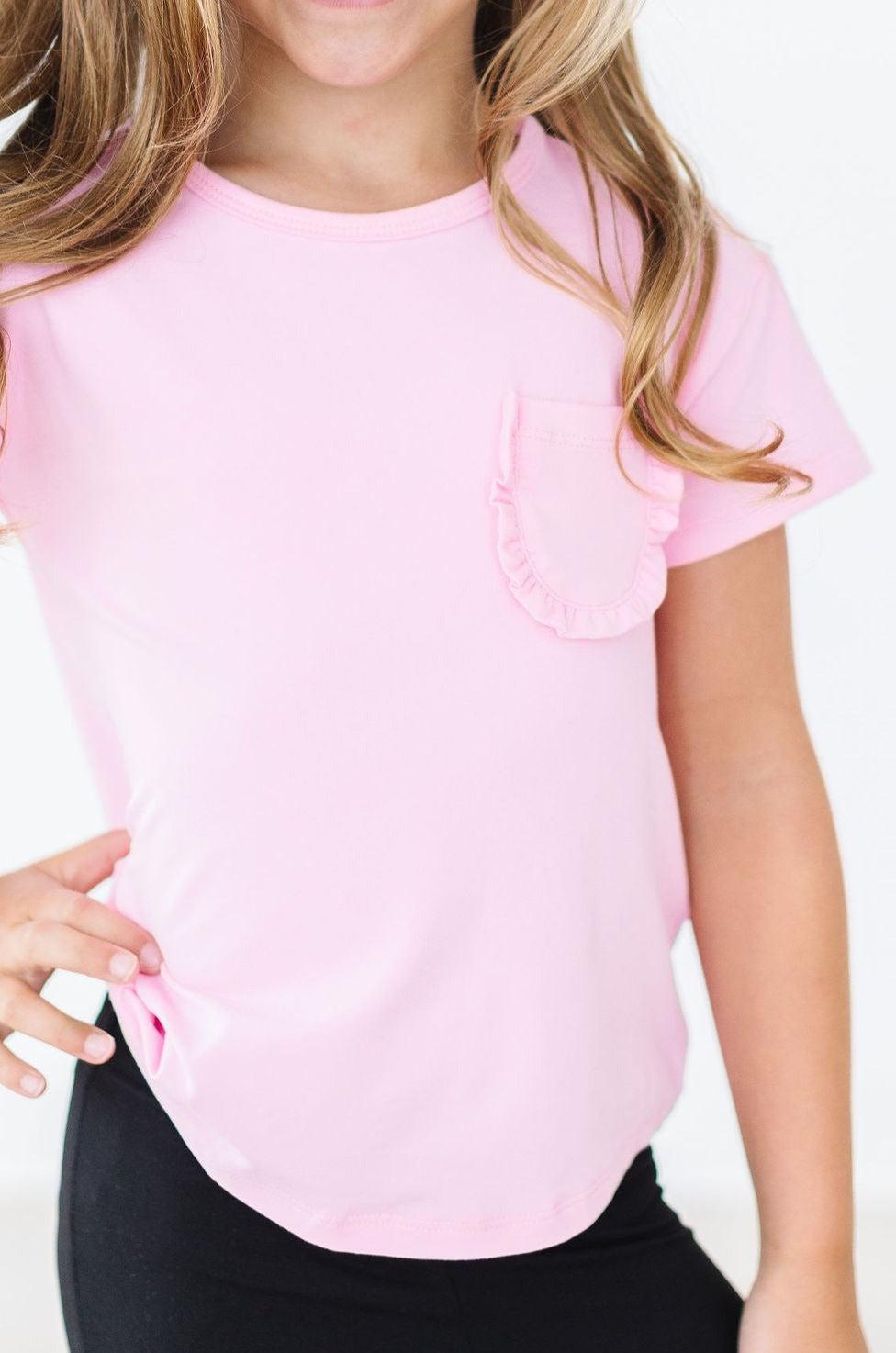 Bubblegum Pink Ruffle Pocket Tee by Mila & Rose ®