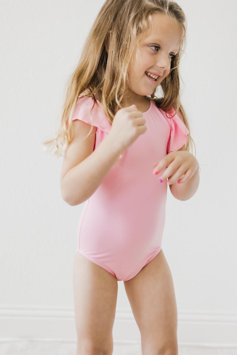 Bubblegum Pink S/S Flutter Sleeve Leotard by Mila & Rose ®