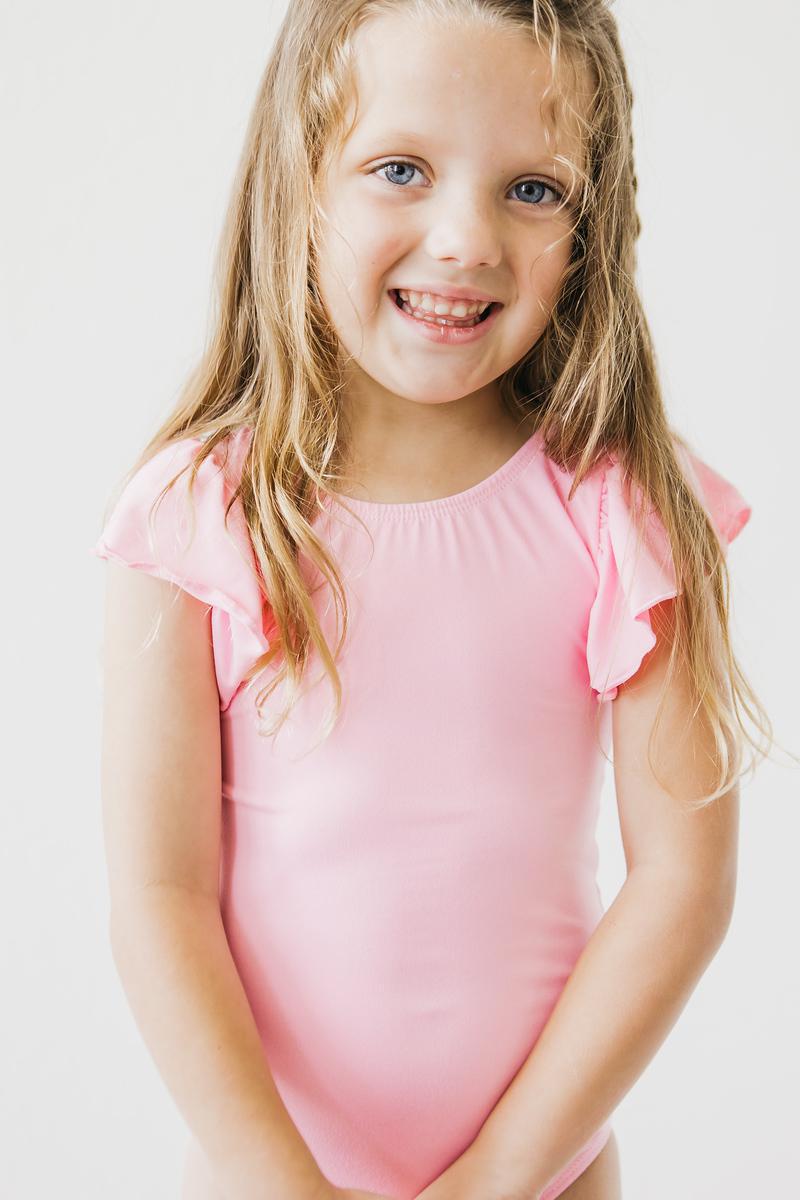 Bubblegum Pink S/S Flutter Sleeve Leotard by Mila & Rose ®