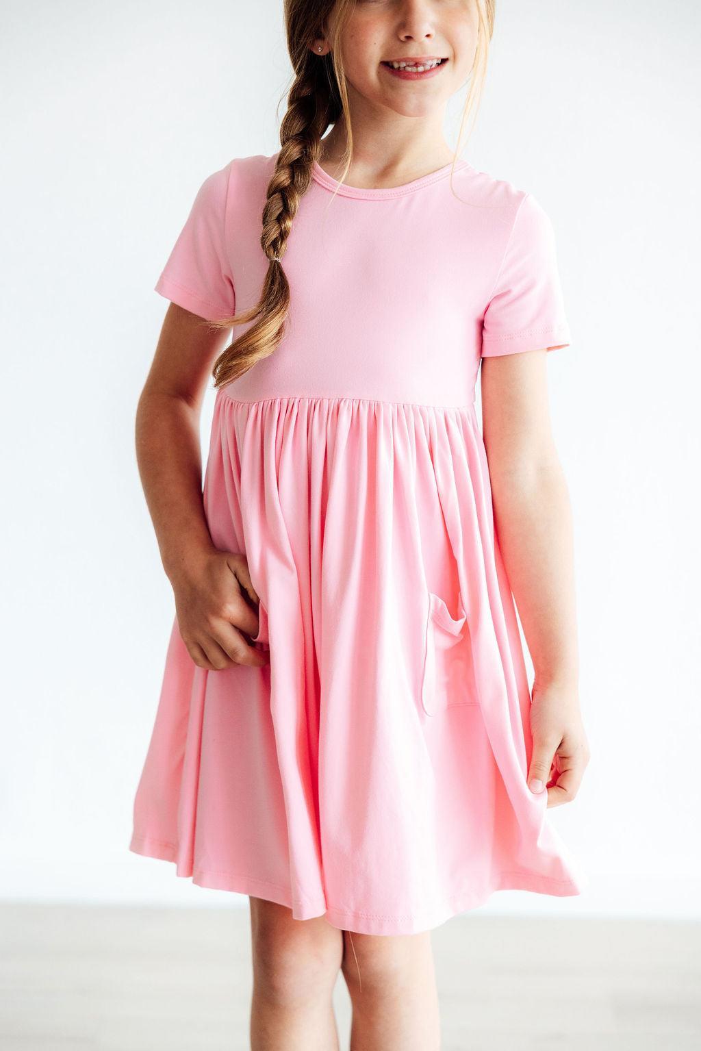 Bubblegum Pink S/S Pocket Twirl Dress by Mila & Rose ®